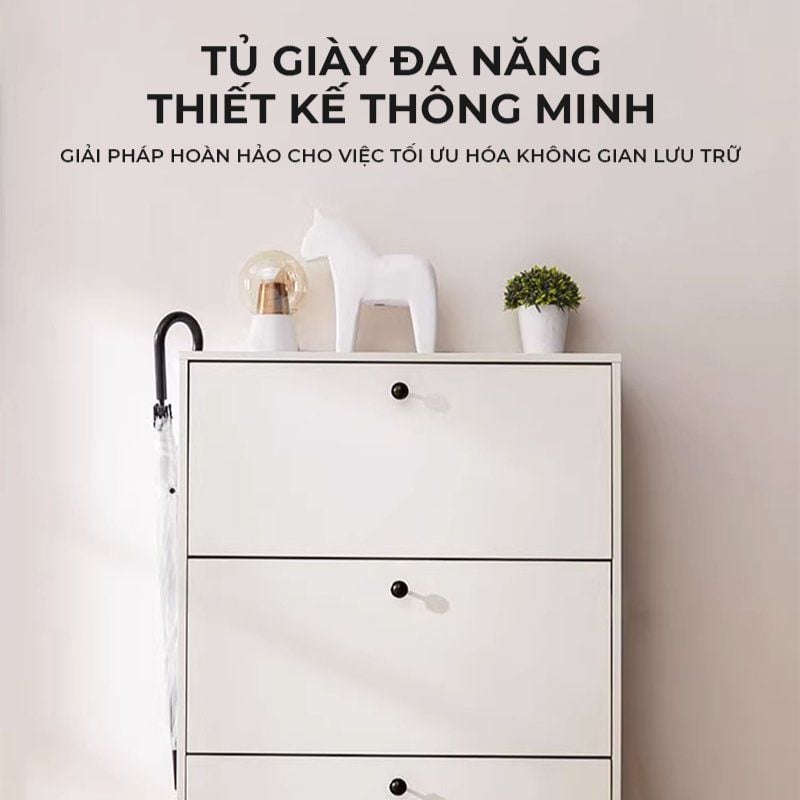 Tủ giày 3 cánh lật full trắng - GP321