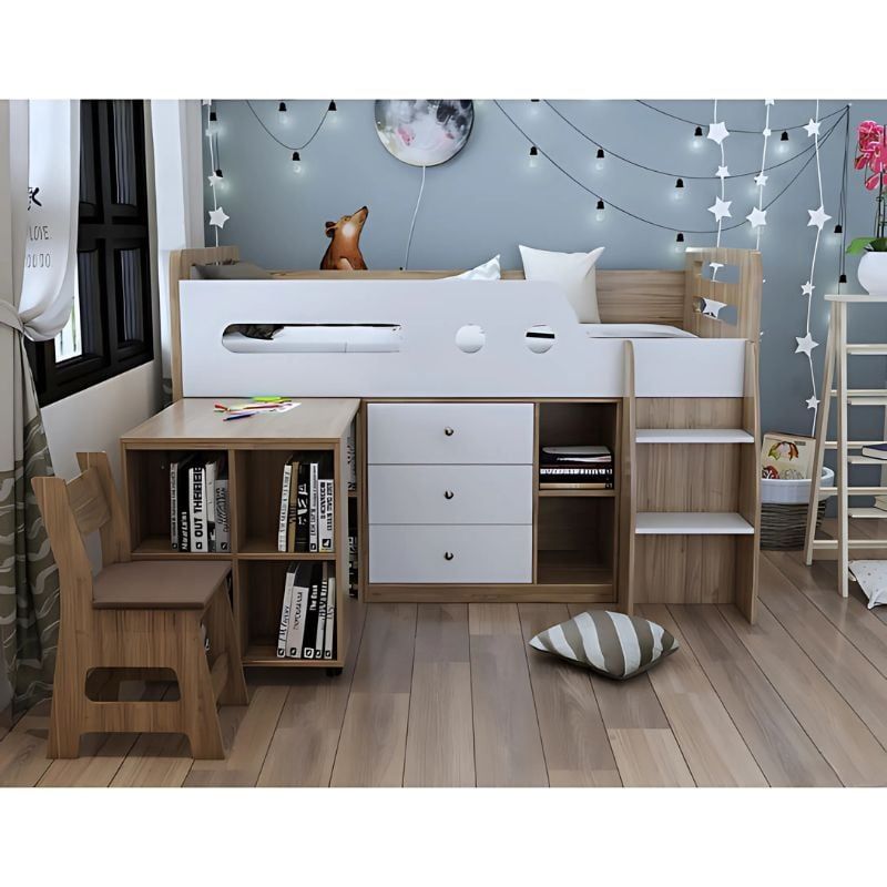 Giường tầng trẻ em thấp kèm tủ di động - GP366