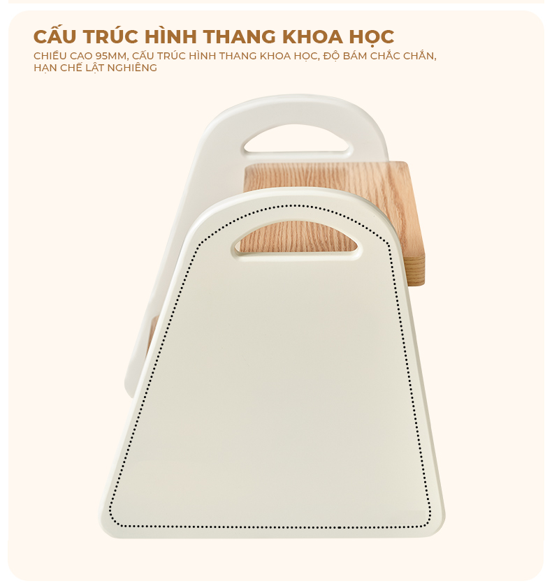 Ghế bậc thang trẻ em trắng vân gỗ - GP378