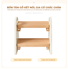 Ghế bậc thang trẻ em trắng vân gỗ - GP378