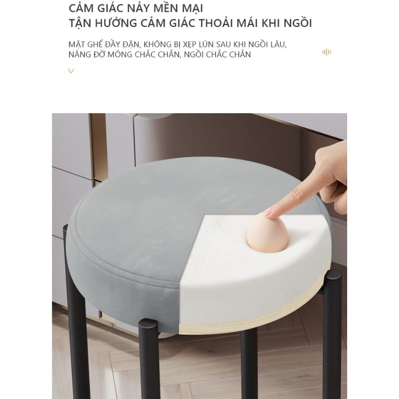 Ghế đôn tròn chân sắt GM78