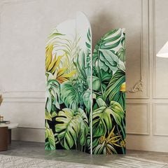 Bình phong in bộ 3 cánh họa tiết lá monstera nhiệt đới IG416.3
