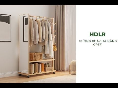 Giá treo quần áo kết hợp gương soi toàn thân xoay 360 - GP371