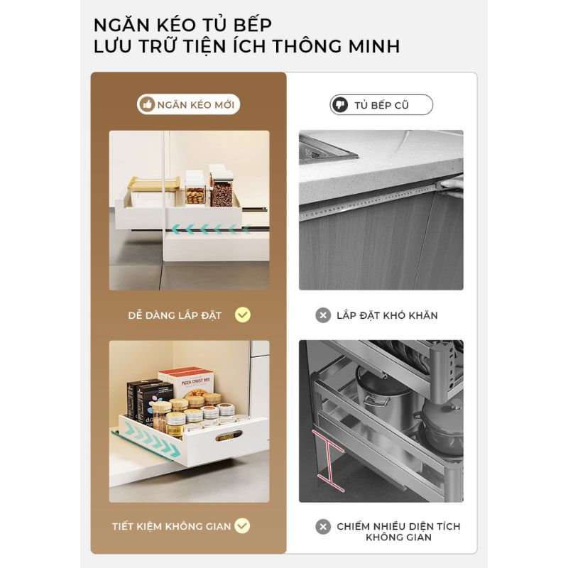 Thiết bị nhà bếp, ngăn kéo kệ đựng gia vị nhỏ gọn, đa năng - GM165