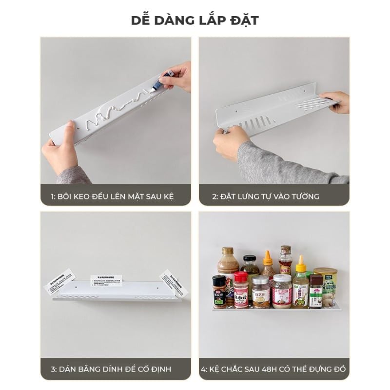 Kệ gia vị dán tường đa dạng kích thước cho phòng bếp - GM178