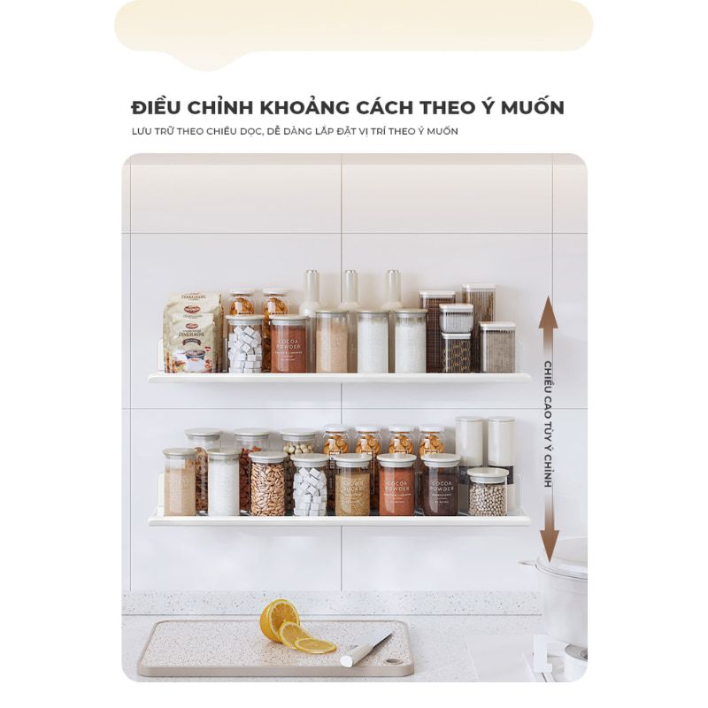 Kệ gia vị dán tường đa dạng kích thước cho phòng bếp - GM178