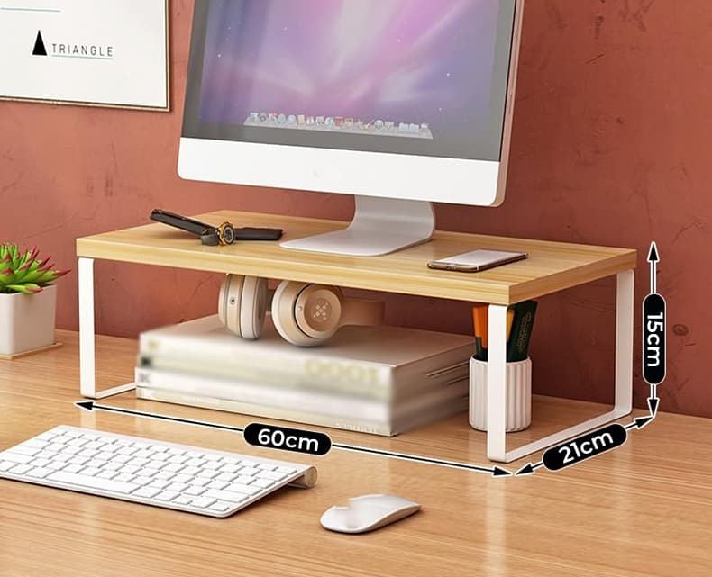 Kệ laptop để bàn mặt gỗ khung sắt trắng GM212