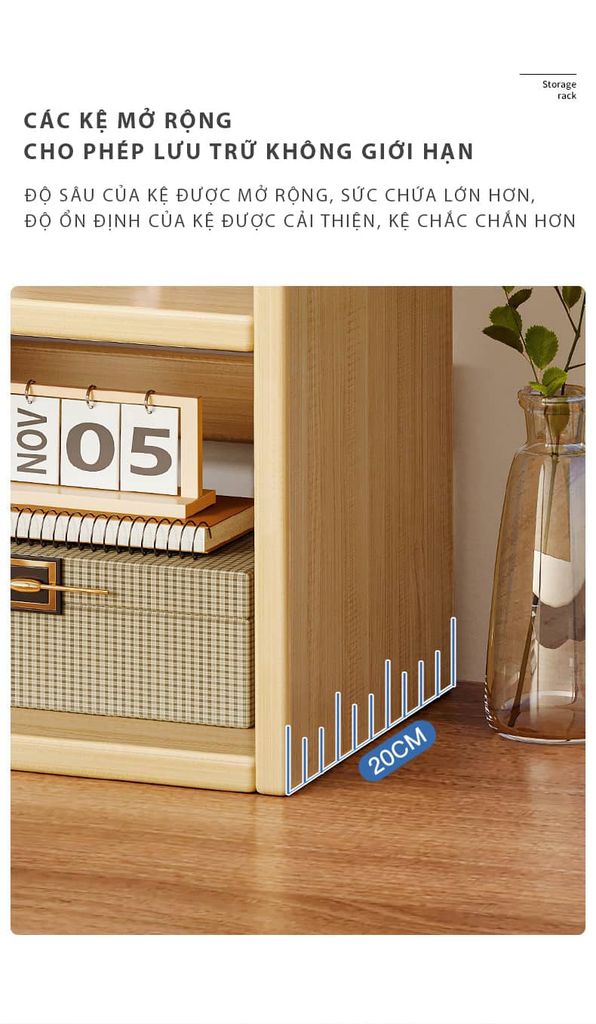 Kệ sách đa năng 3 tầng màu Vân gỗ - Trắng GA37B