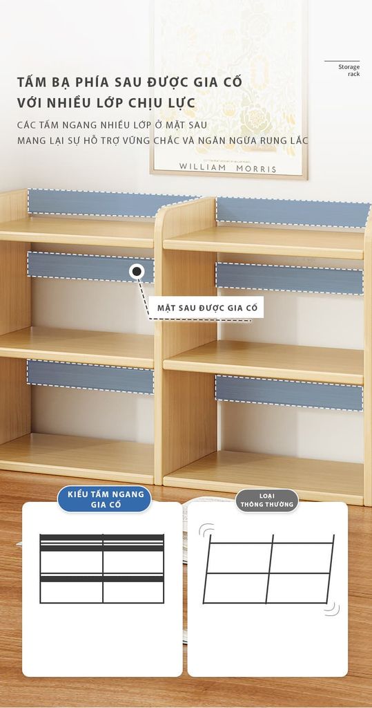 Kệ sách đa năng 3 tầng màu Vân gỗ - Trắng GA37B