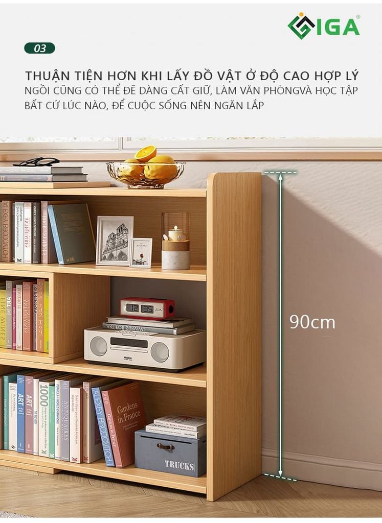 Kệ sách thông minh đơn giản IGA Màu trắng - Vân gỗ GP209