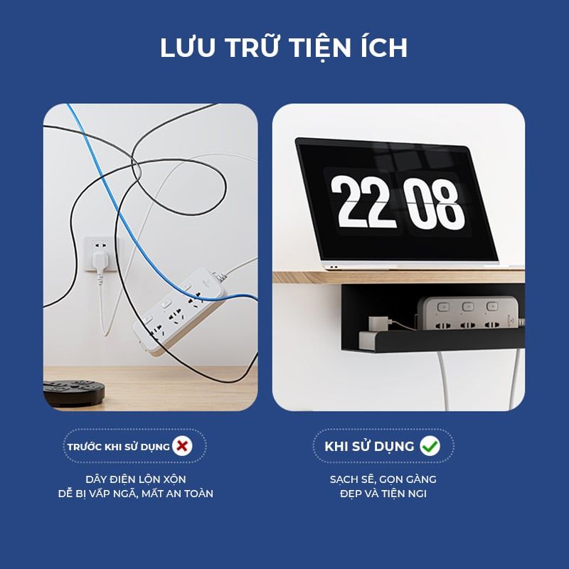 Khay đi dây điện gầm bàn làm việc nhỏ gọn - GM176