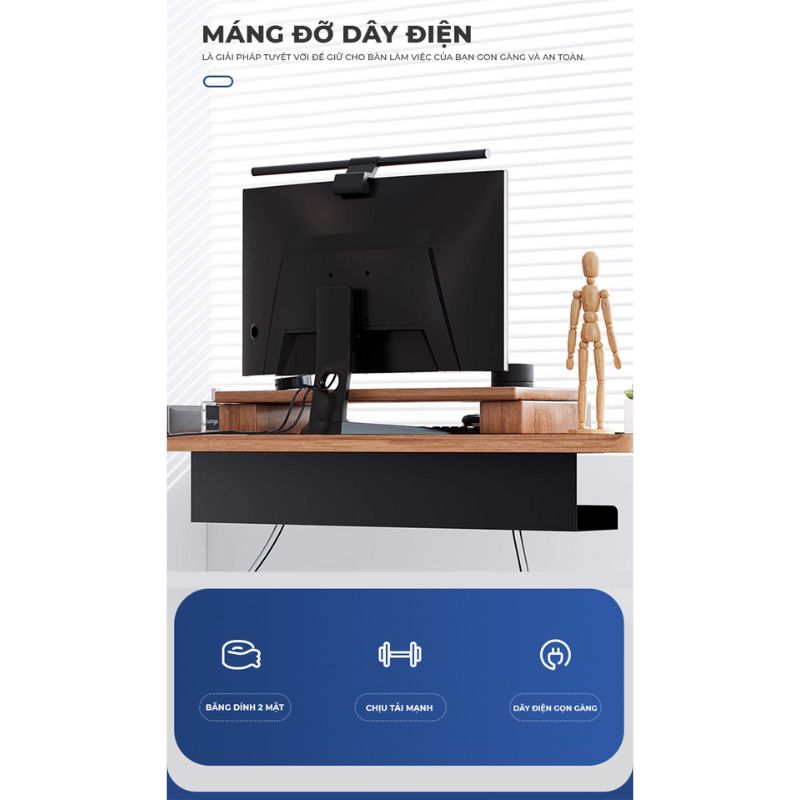 Khay đi dây điện gầm bàn làm việc nhỏ gọn - GM176