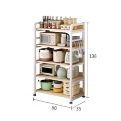 [Giảm giá 60%] Kệ nhà bếp 5 tầng trắng vân gỗ - GM174