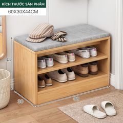 Kệ giày 2 tầng vân gỗ có đệm ngồi - GP322