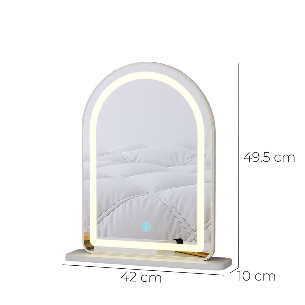 Gương để bàn trắng viền đèn LED - GP402