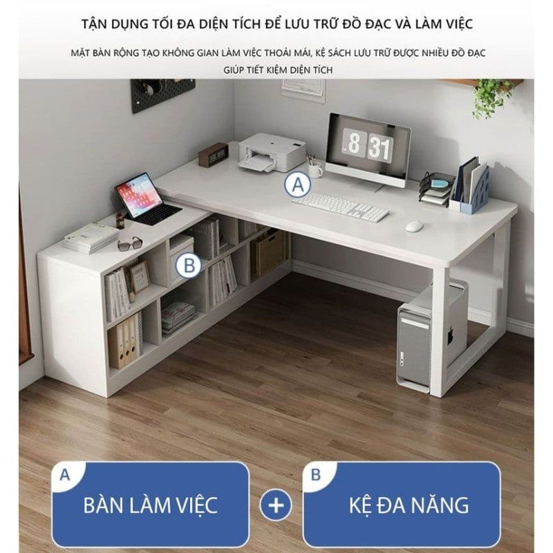 Bàn Làm Việc Tích Hợp Kệ Sách GM131