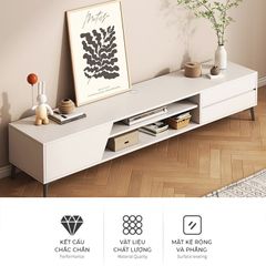 Kệ Tivi 1 cánh mở, 2 ngăn kéo màu trắng sang trọng - GP324