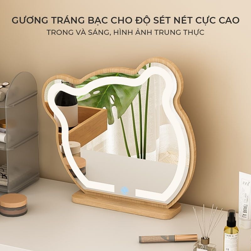 Gương LED hình gấu để bàn - GP318
