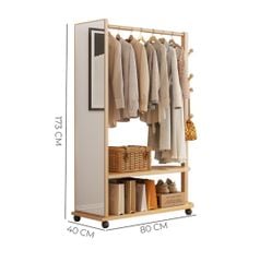 Giá treo quần áo kết hợp gương xoay 360 di động, thiết kế hiện đại, đa năng - GP371