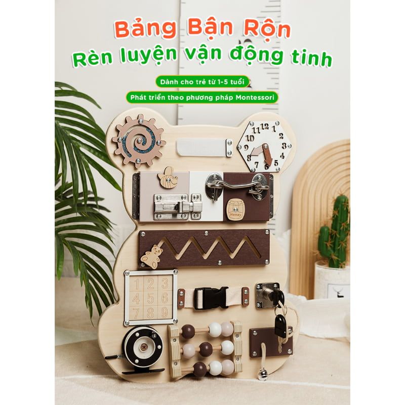 Bảng đồ chơi bận rộn cho bé hình gấu TOY10