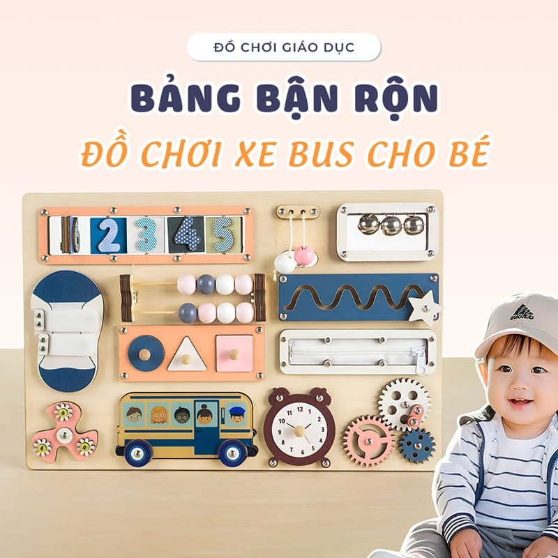 Bảng bận rộn tích hợp 12 món đồ chơi cho bé - TOY01