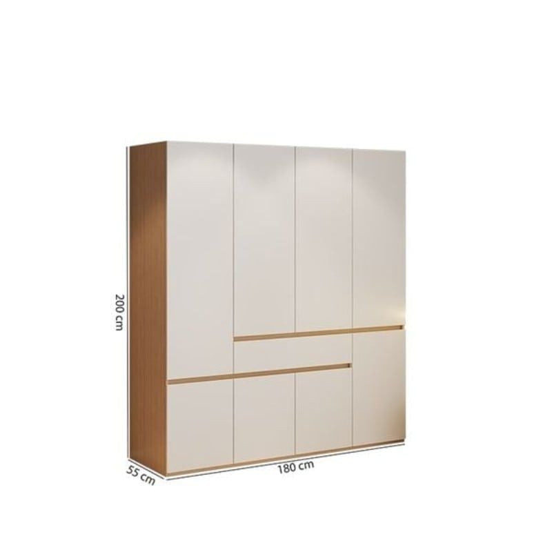 Tủ quần áo trắng vân gỗ 4 cánh rộng 2 ngăn kéo GP328