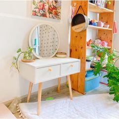 Bàn trang điểm 2 ngăn kéo full trắng GP140