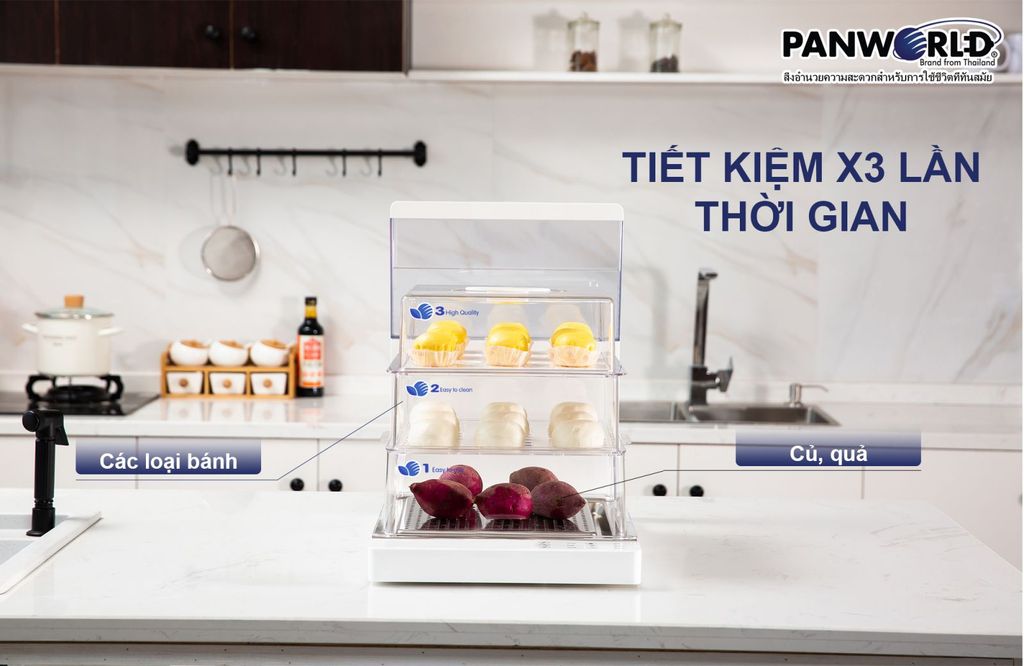 Máy Hấp Điện Gấp Gọn Panworld PW-2322 Bảng Điều Khiển Cơ