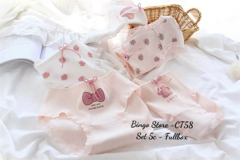  [CT58] Set Cotton Tăm Nơ Hồng 