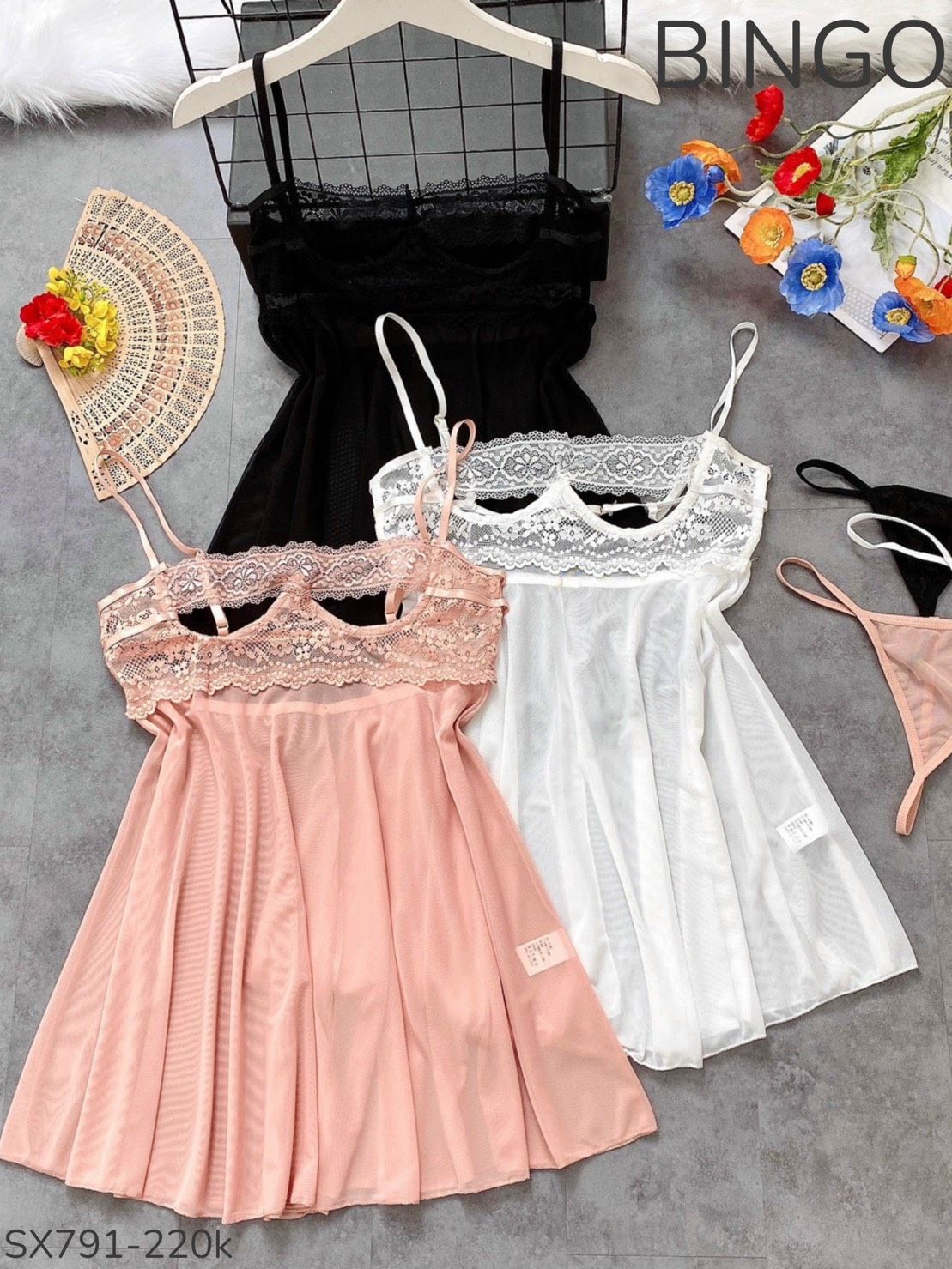  Sleepwear ren xuyên thấu SX791 