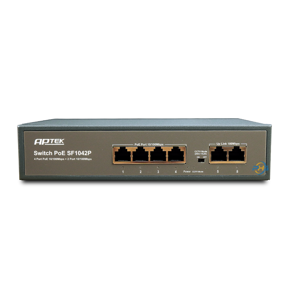  Switch APTEK SF1042P | 4 port POE | 2 port UPLINK | UNMANAGED 