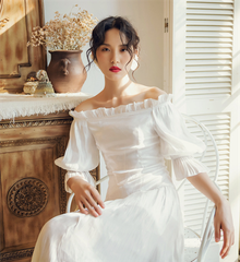 Đầm trắng Tay phồng