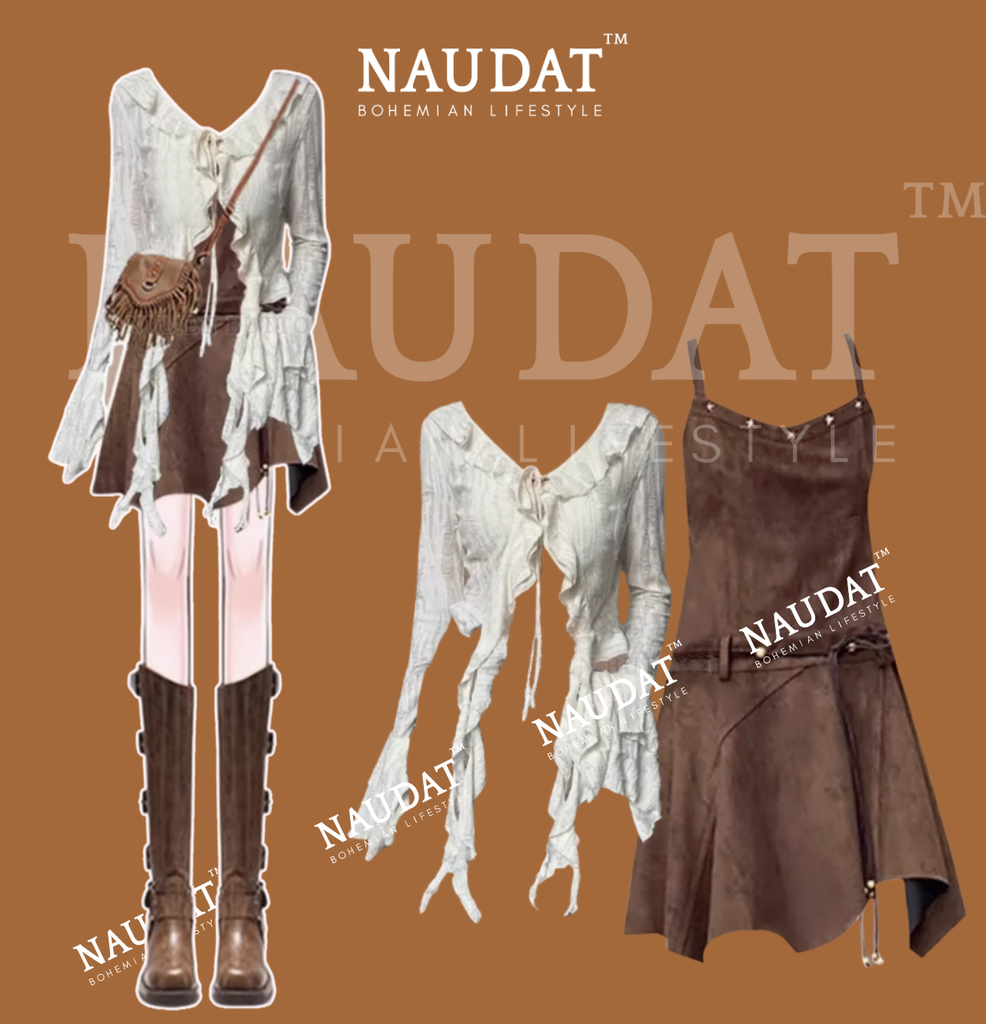 Đầm Boho Da Lộn - Aluna