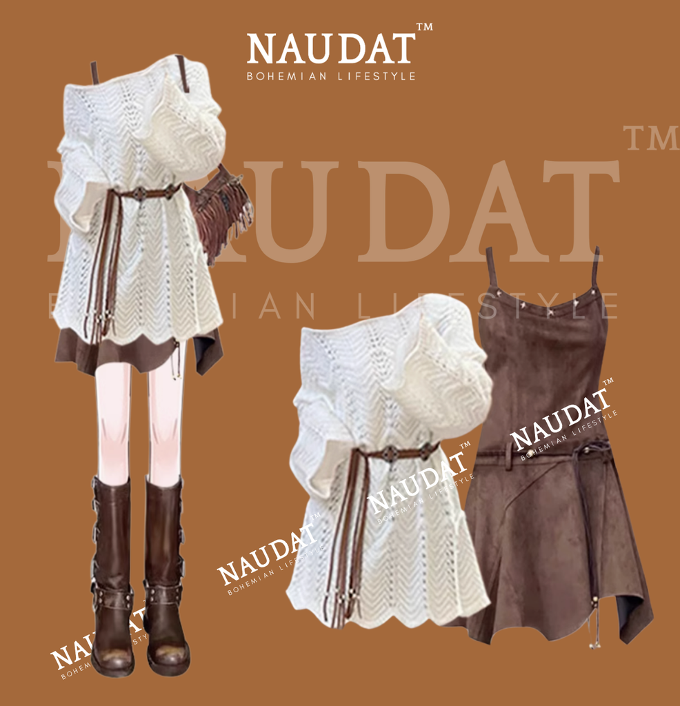 Đầm Boho Da Lộn - Aluna