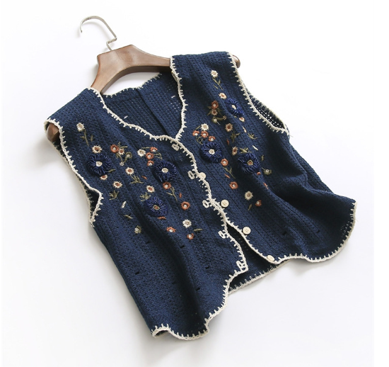 Áo Gile thêu hoa 4 màu