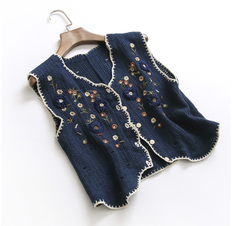 Áo Gile thêu hoa 4 màu