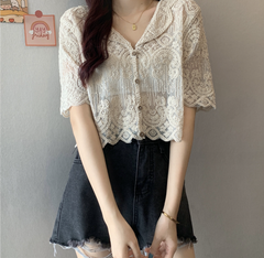 Áo Croptop Cổ Sơ Mi