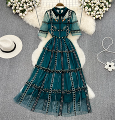 Đầm Thiết Kế Thêu Xanh - Tel annas