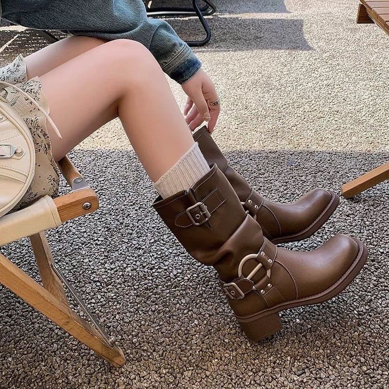 Giày Boot Nữ Khoá Gài Cổ Thấp - Nayah