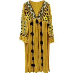 Đầm Boho Thêu Ngực Tay Dài