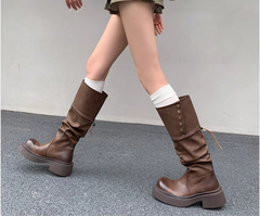 Giày Boot Nữ Nút Tròn - Ayaka