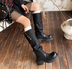 Giày Boot Nữ Nút Tròn - Ayaka