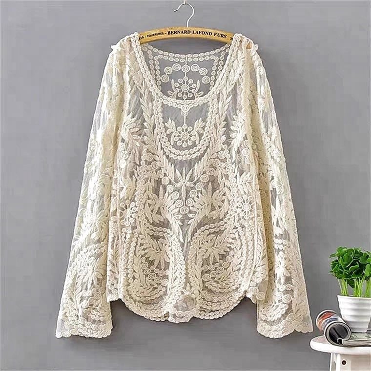 Áo Ren Thêu Boho Dài Tay