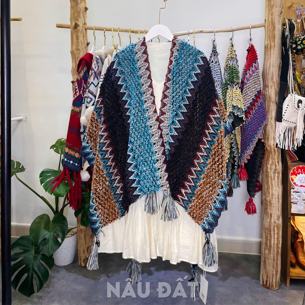 Khăn Choàng Thổ Cẩm - Poncho Len