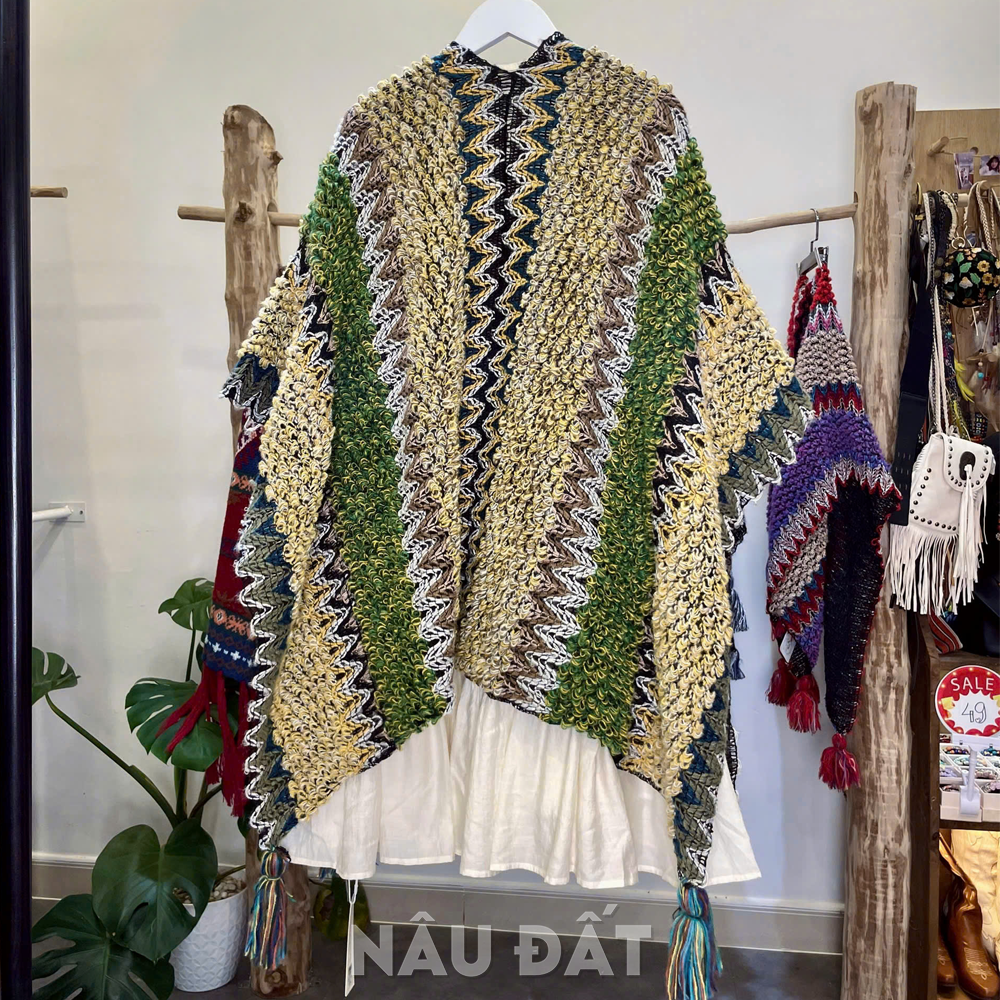 Khăn Choàng Thổ Cẩm - Poncho Len