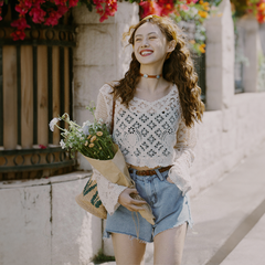 Áo Croptop Tay Dài - Lace Blouse