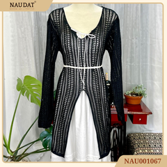 Áo len móc dáng dài