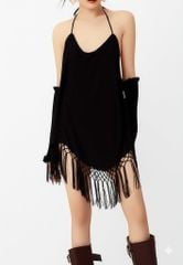 Đầm Yếm Đen Tua Rua - Isara