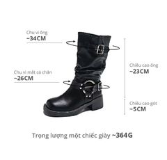 Giày Boot Nữ Khoá Gài Cổ Thấp - Nayah