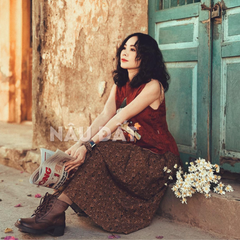 Chân Váy Hoa Nhí Nâu - Callia